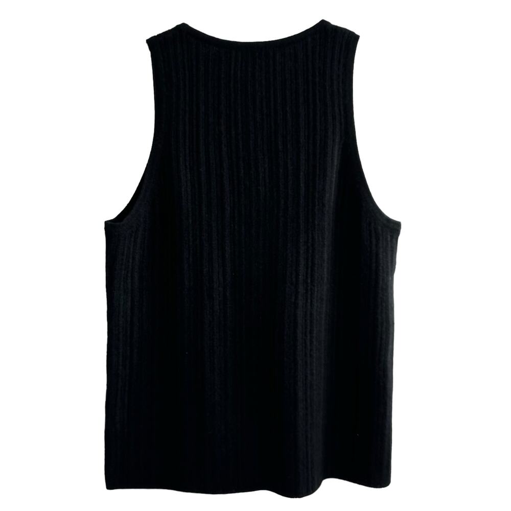 The Cashmere Project Ribbed Tank Women XL Black‎ Crew Neck Minimalist New - Picture 2 of 9